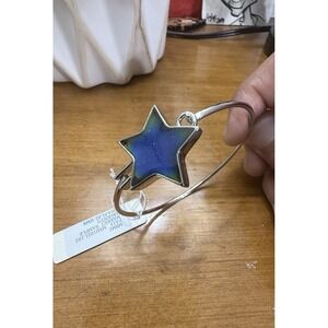 Blue and silver star bangle bracelet